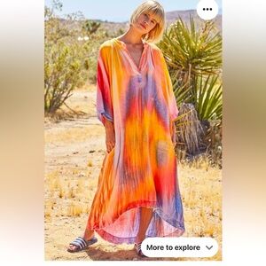 9seed Tangier Caftan in Neon Tie Dye